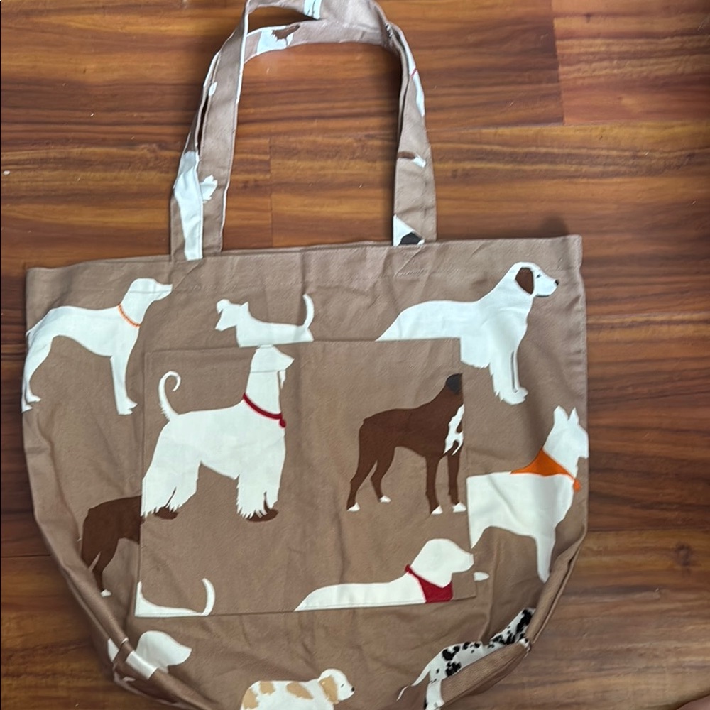 Stylish Dog Print Tote Bag - Brown